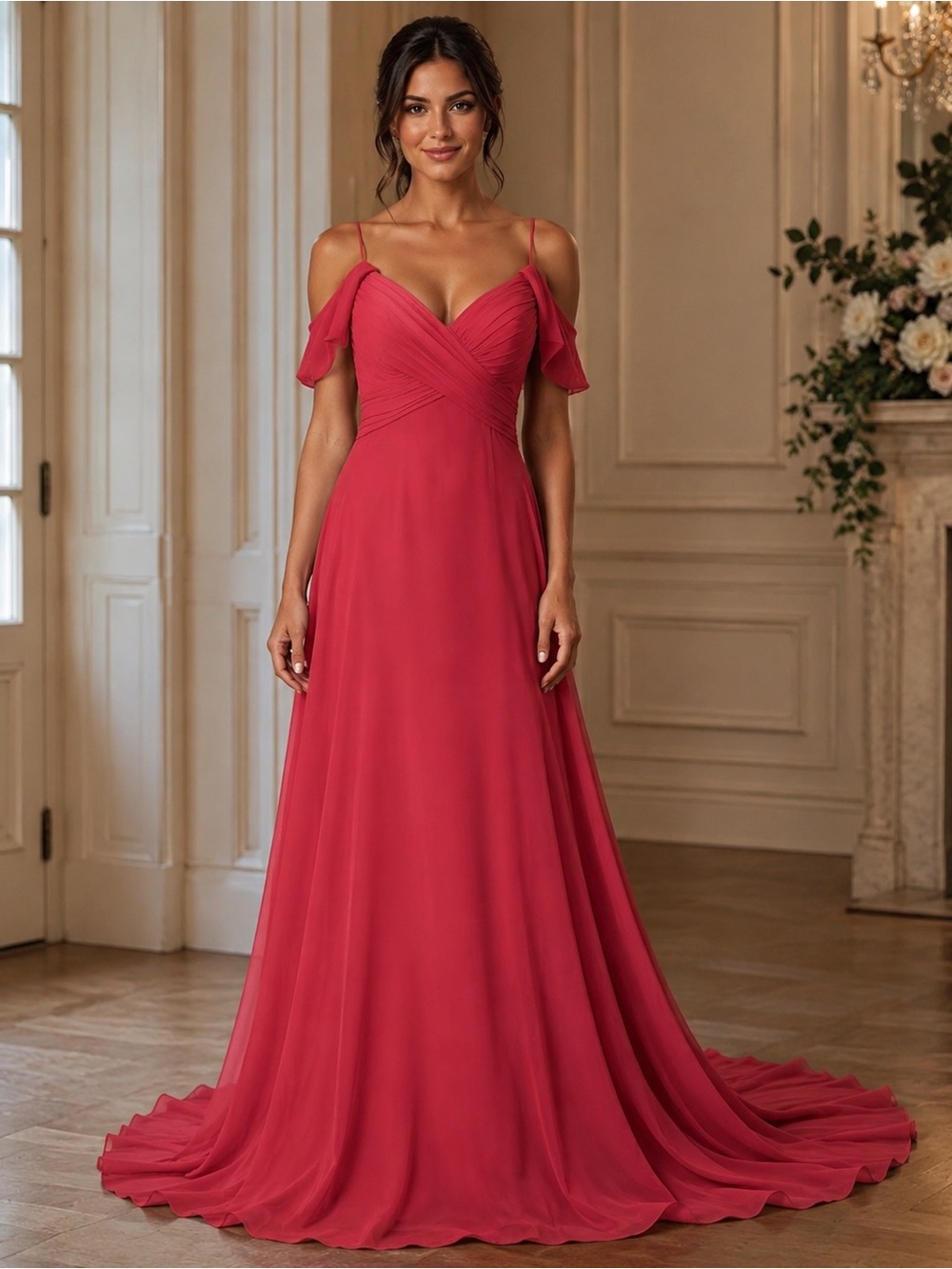BARI Jay Red bridesmaid prom gown formal dress Sz 6🔥